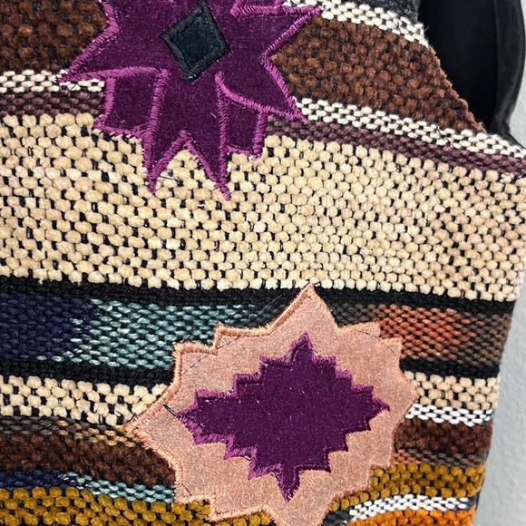 Vintage Jane Ashley Sz S Aztec Western Rodeo Boho Woven Tapestry Vest - Picture 8 of 13